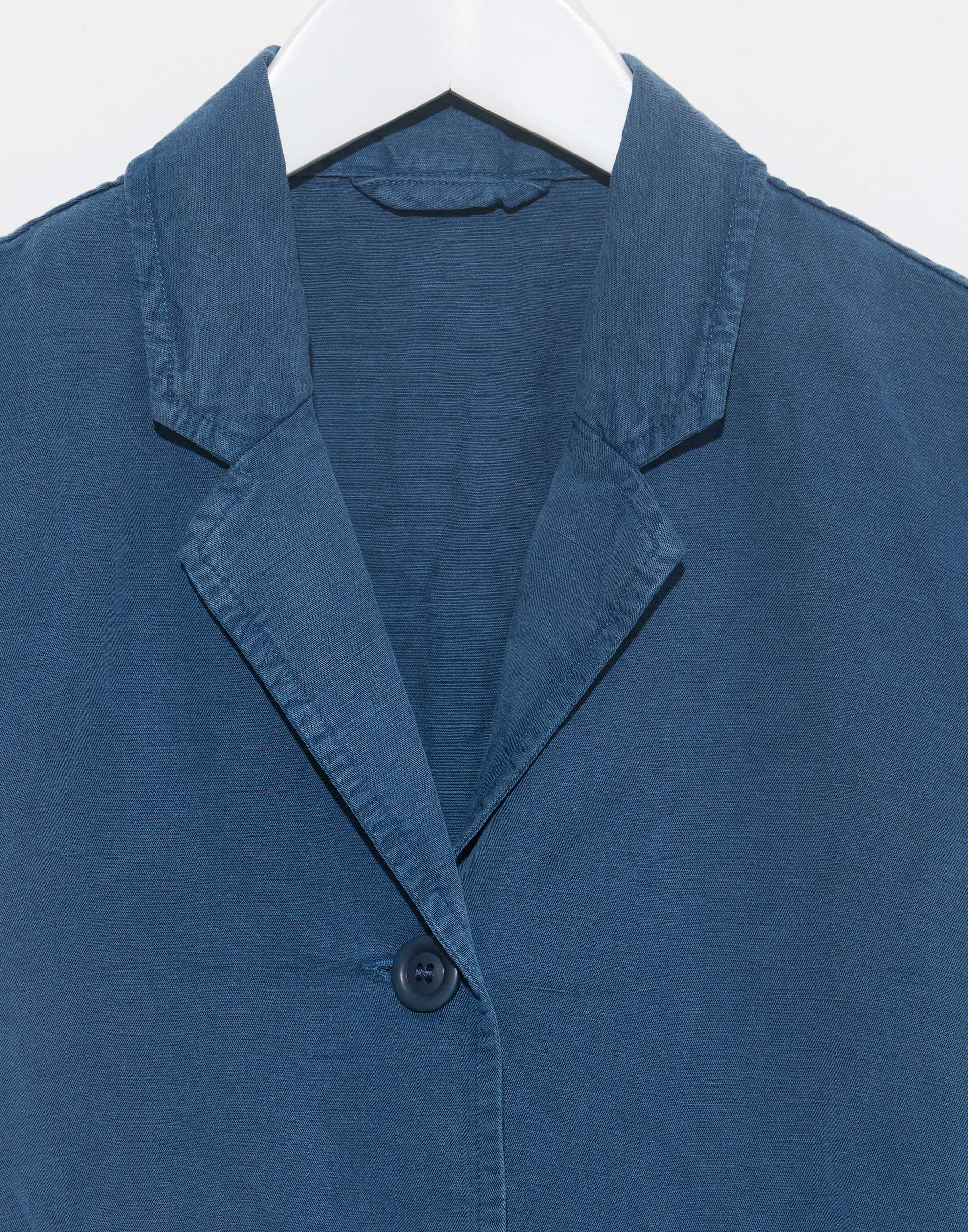 Blue Linen Blend Puddy Jacket