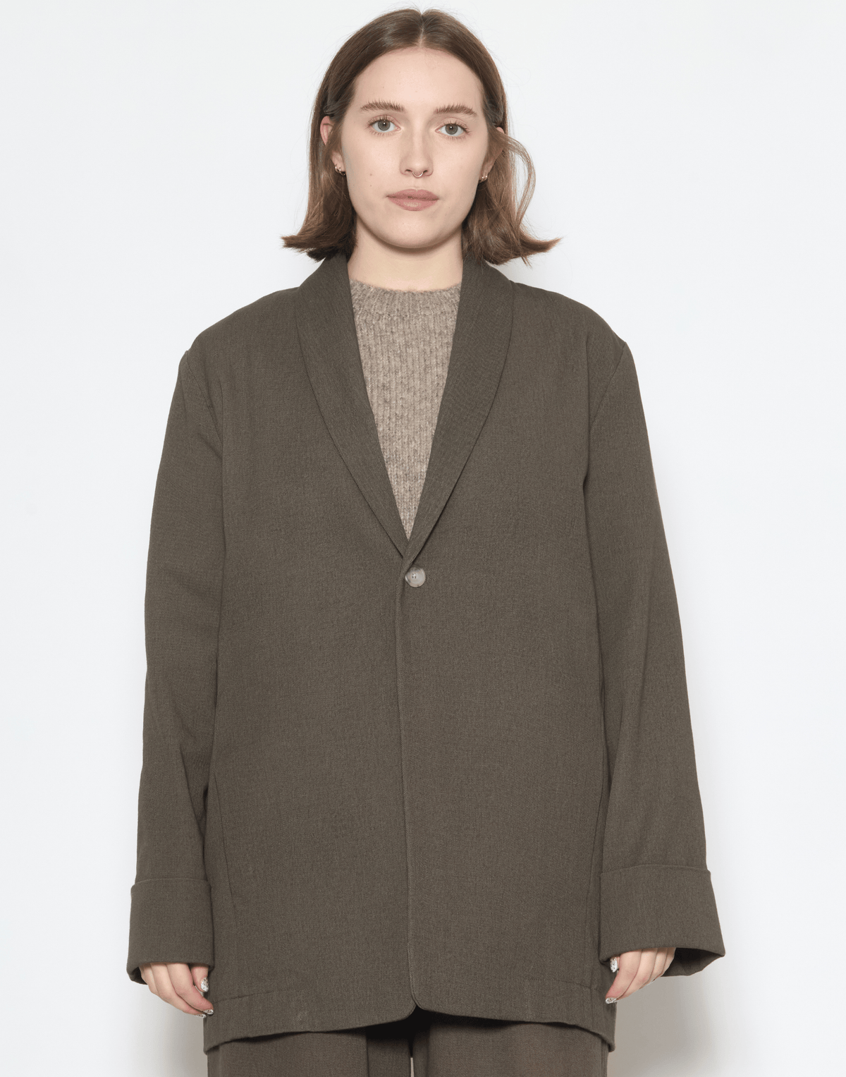 Barnwood Brown Cotton Painted Blazer