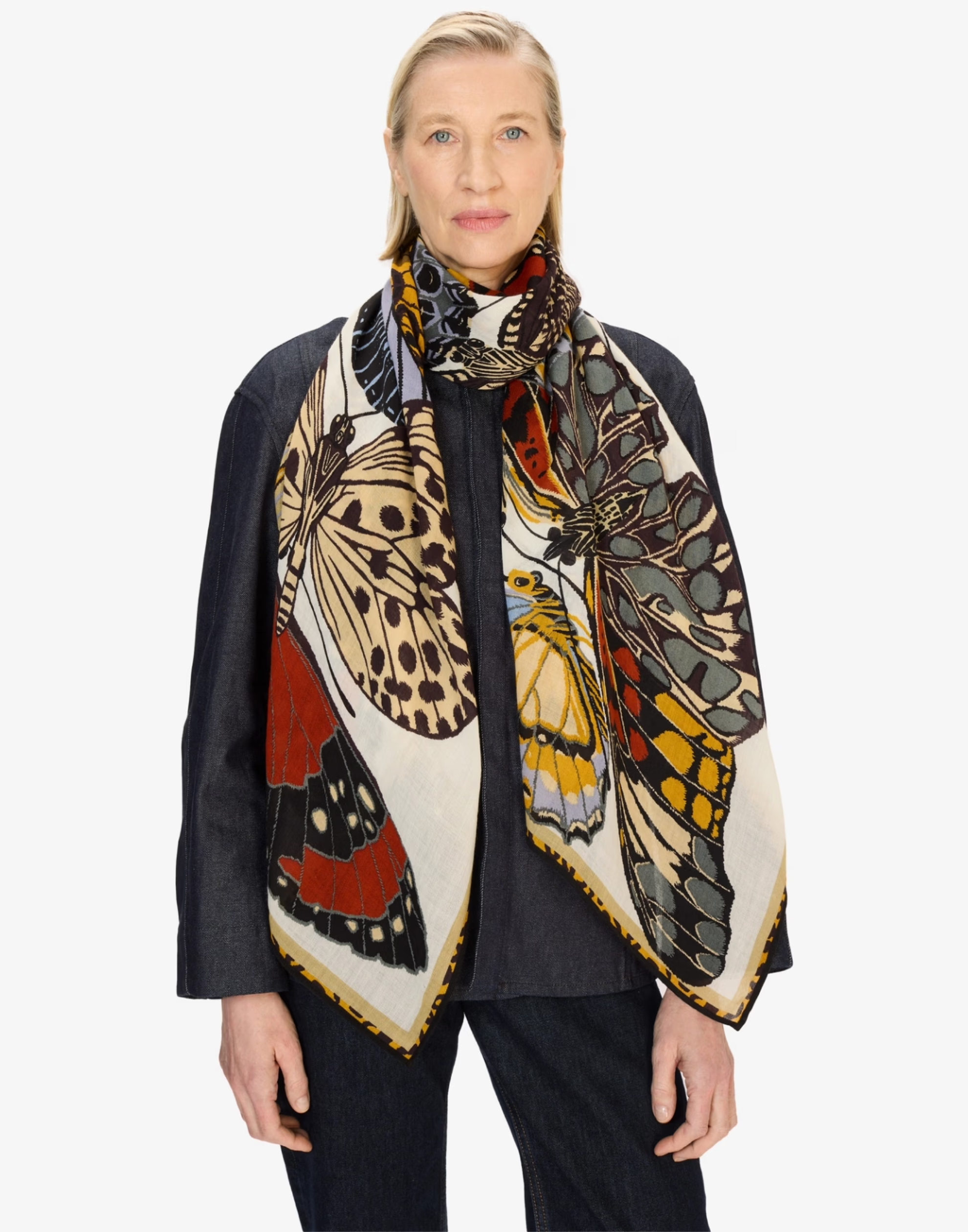 White Wool Papillons Scarf