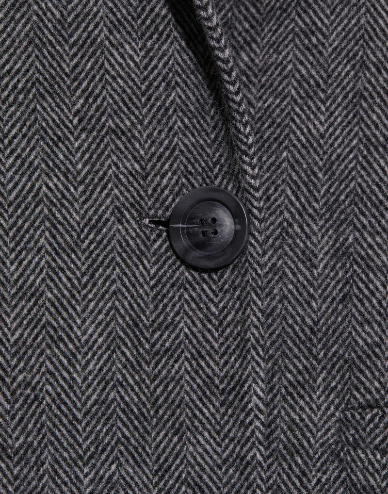 Charcoal Herringbone Wool Thomas Coat