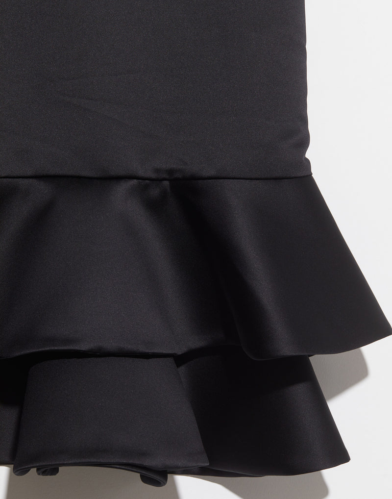 Black Peplum Midi Dress