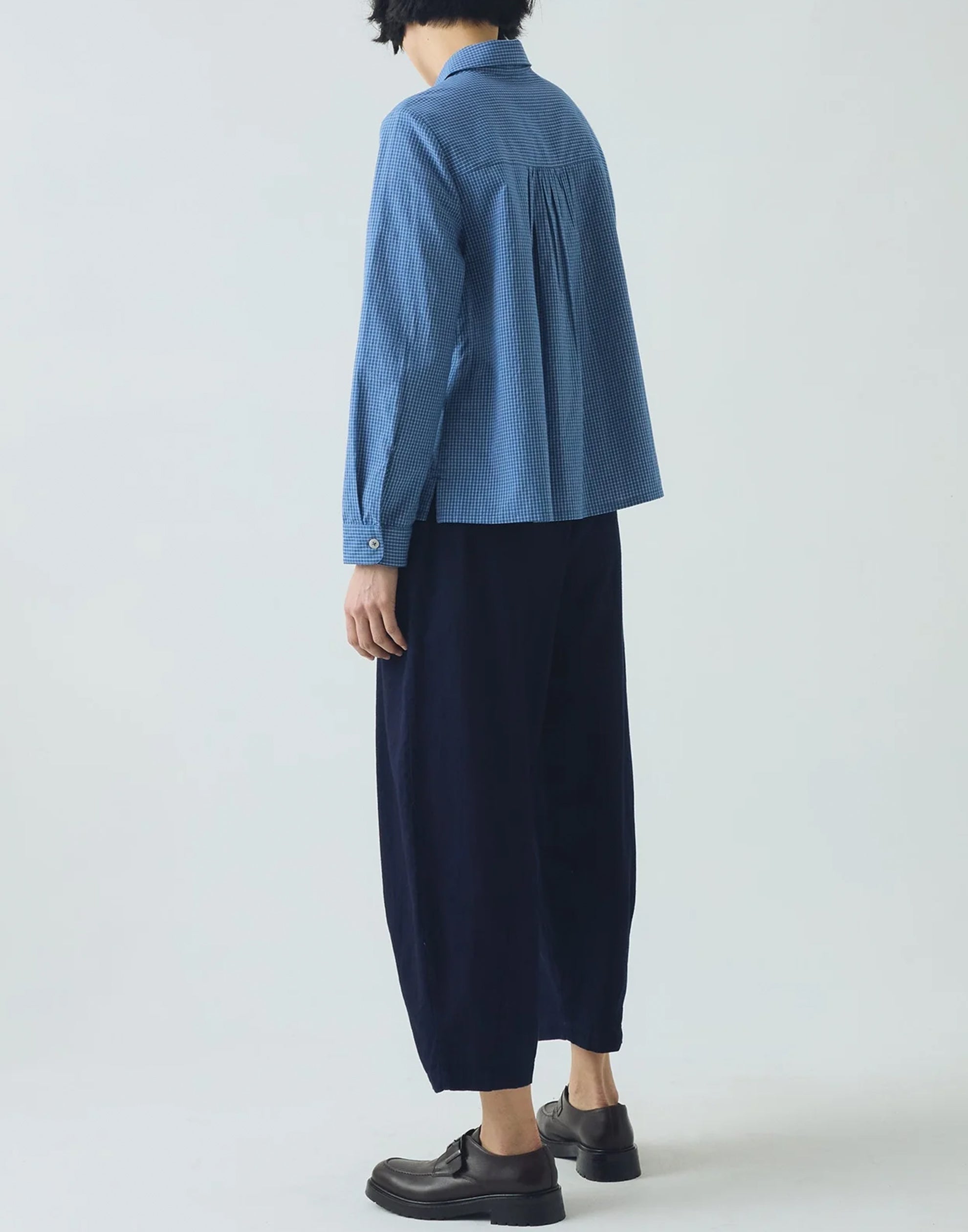 Mid Blue Check Cotton Ollie Shirt