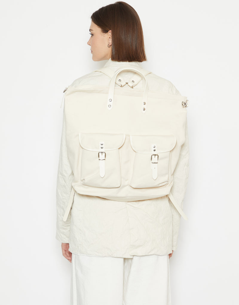 White & Chalk Cotton Canvas Rucksack
