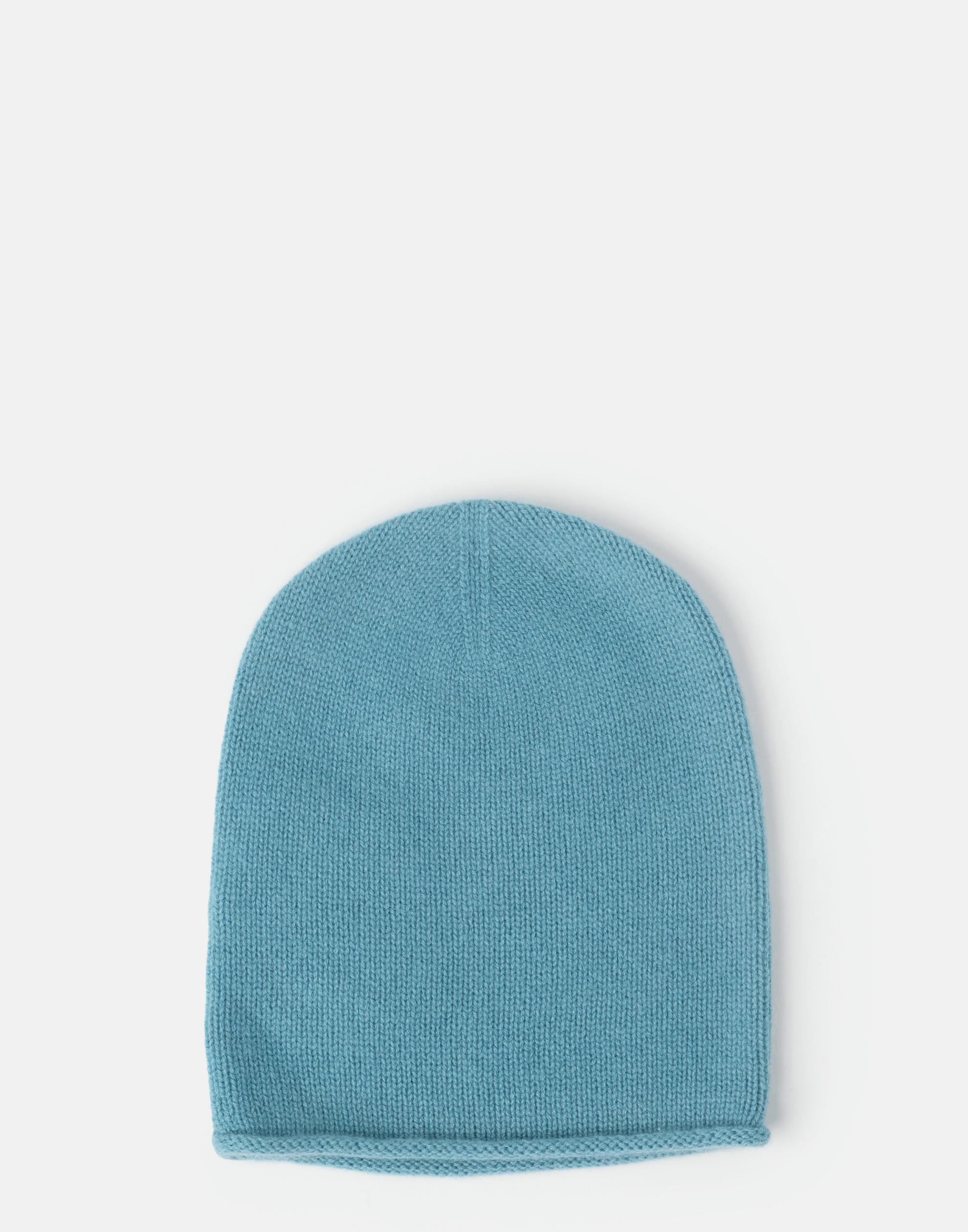Lake Blue Cashmere Rolled Edge Beanie