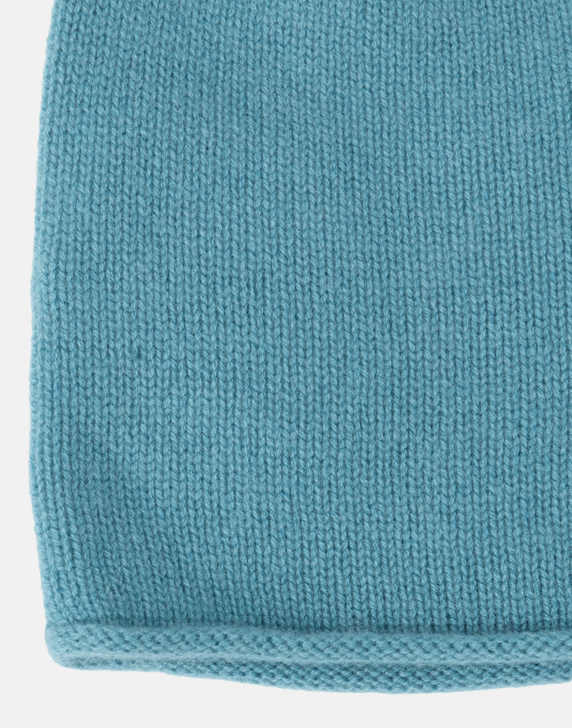 Lake Blue Cashmere Rolled Edge Beanie