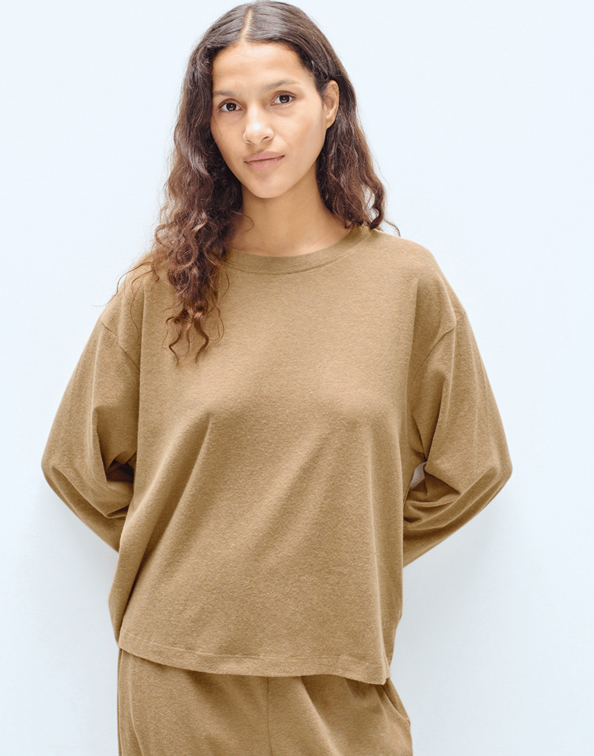Macchiato Cotton Blend Ypawood Long Sleeve T-Shirt