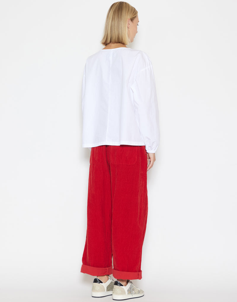 Red Cotton & Linen Corduroy Iano Pants