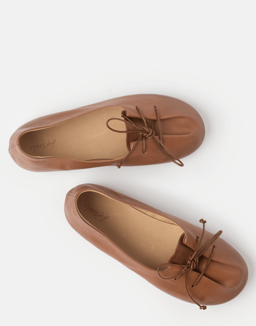 Basalt Brown Leather Girella Ballerina Shoes