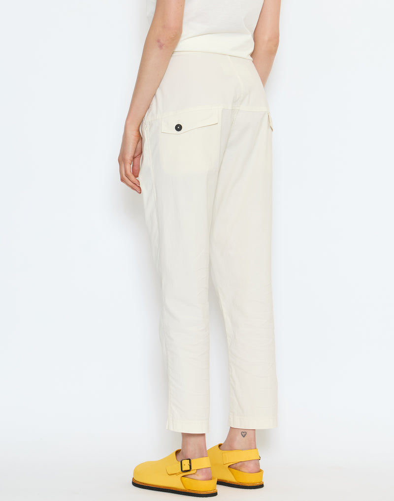 Grey Beige Cotton Stretch Tapered Pants