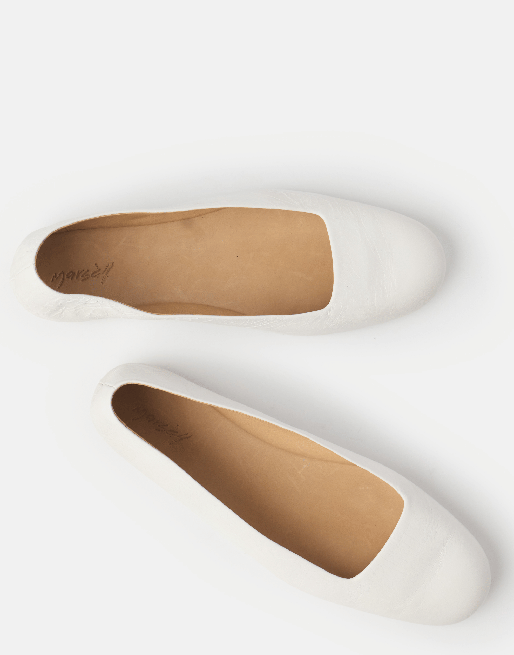 White Leather Distesa Ballerina Shoes