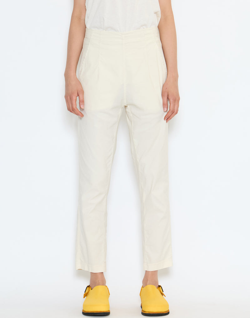 Grey Beige Cotton Stretch Tapered Pants