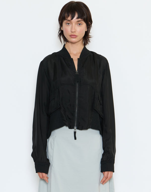 Black Cupro Zip Jacket