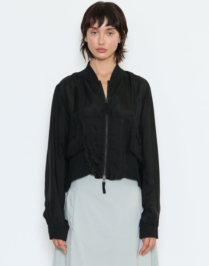 Black Cupro Zip Jacket