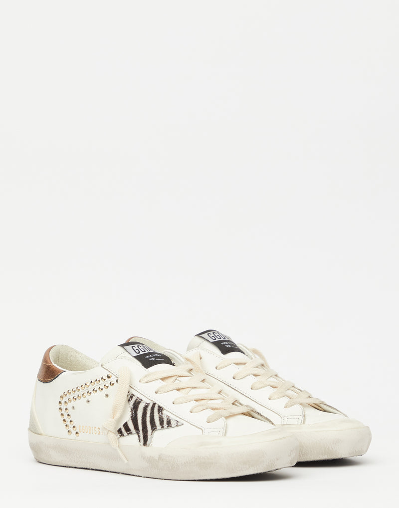 White & Bronze Studded Superstar Sneakers