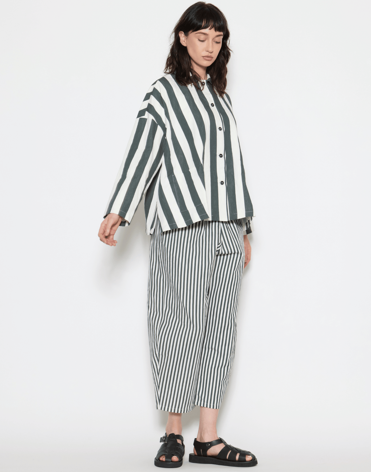 Cement Stripe Cotton & Linen Jacket