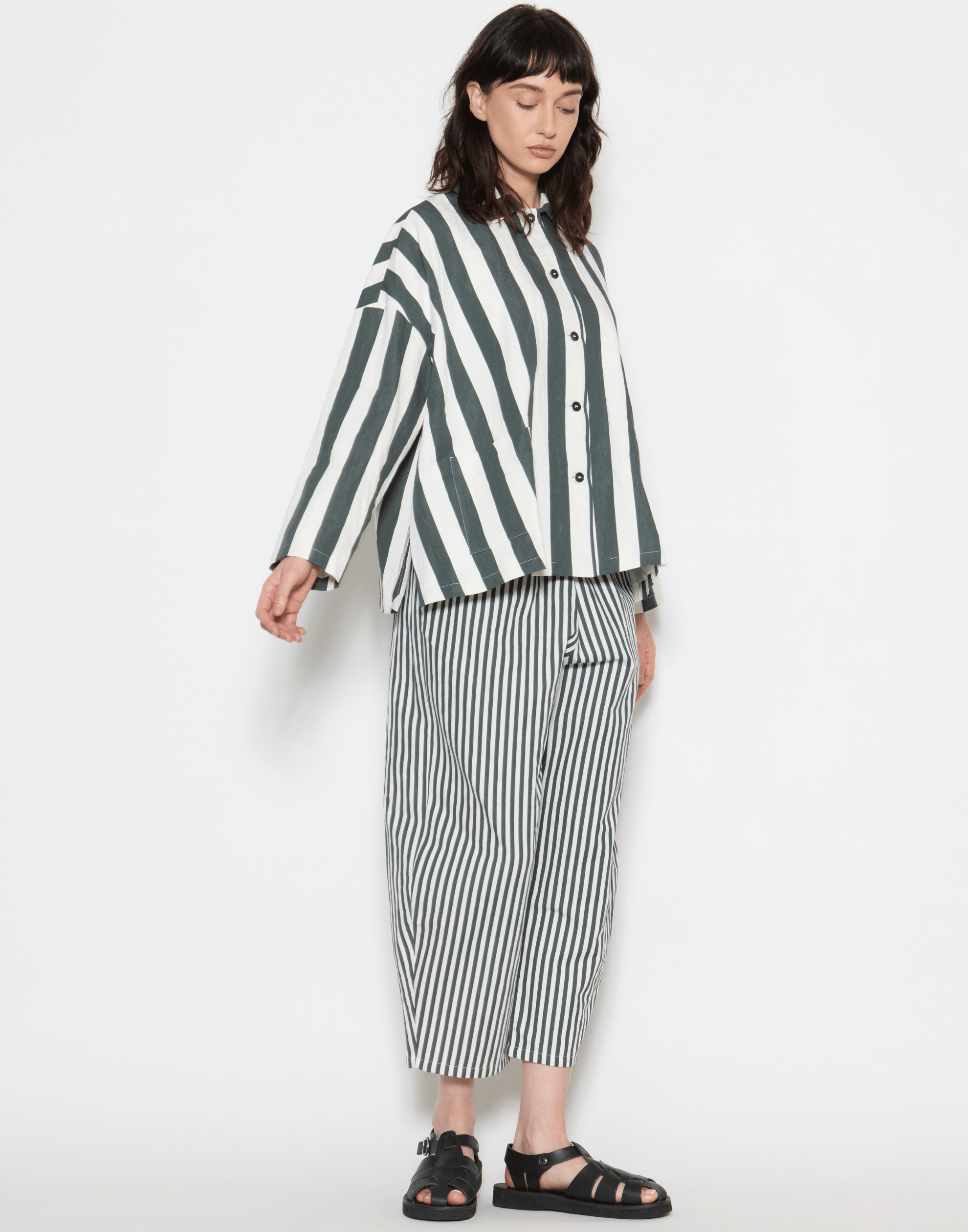 Cement Stripe Cotton & Linen Jacket