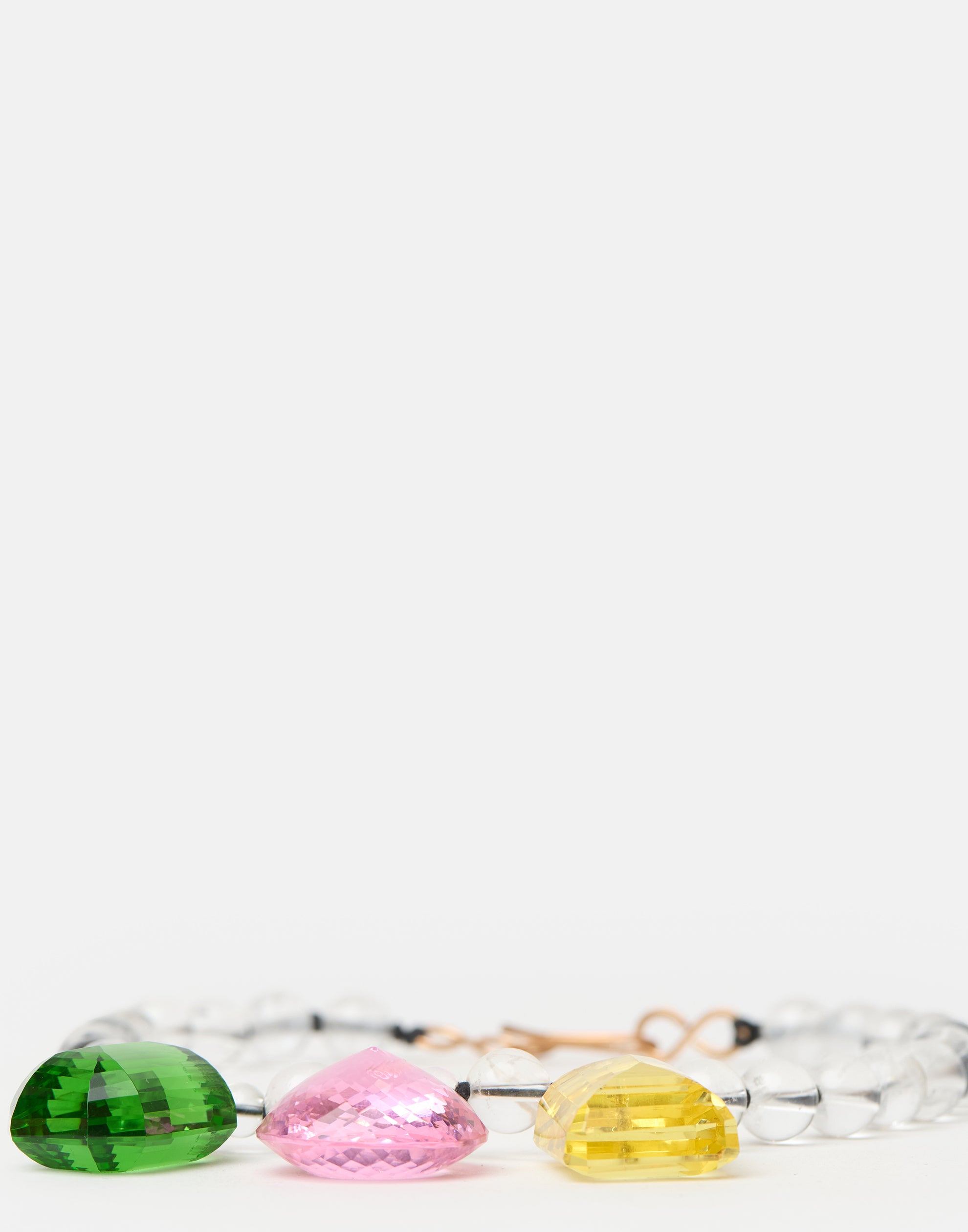 Three Glass Gem Drop Necklace