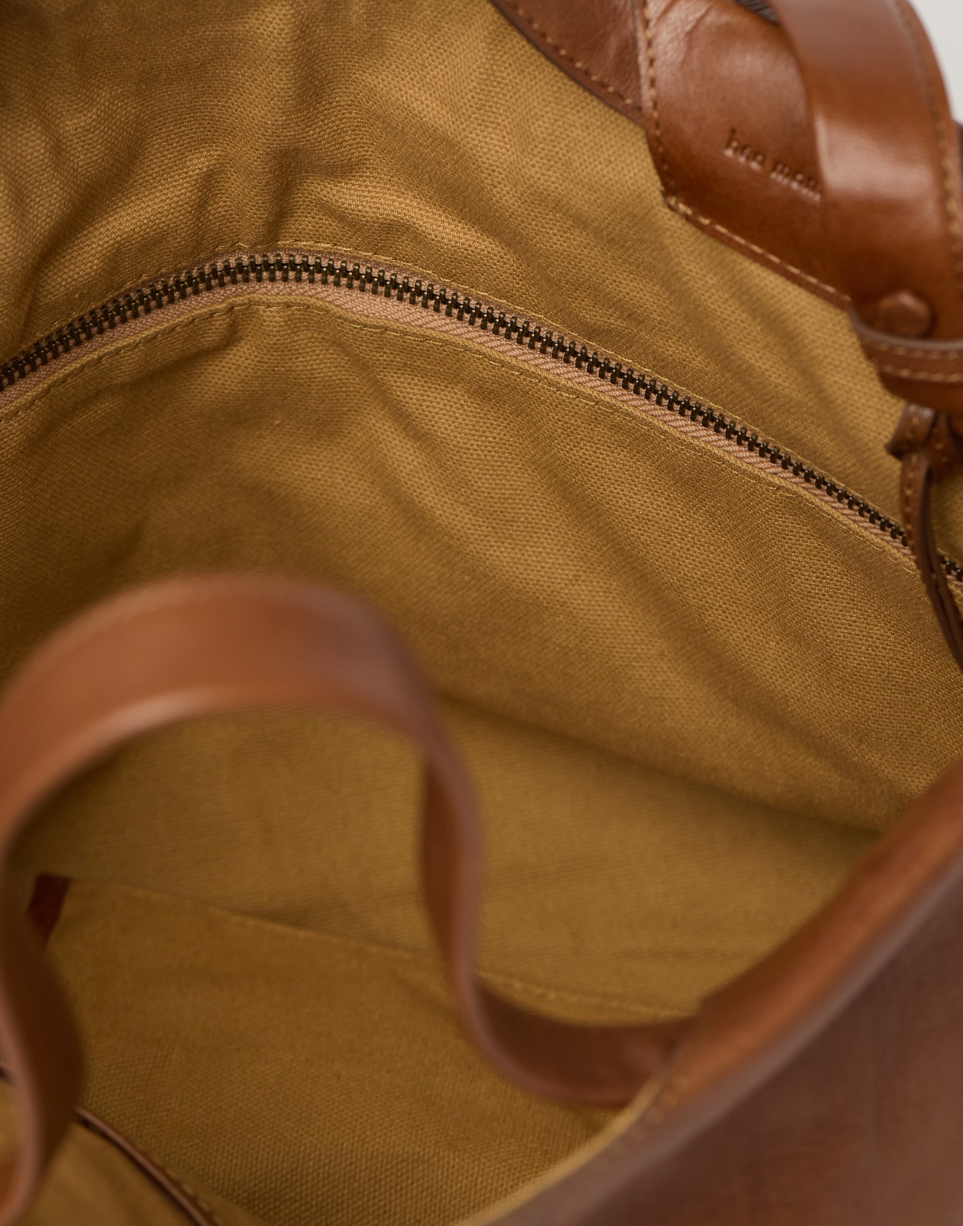 Cognac Leather Midi Shopper Bag