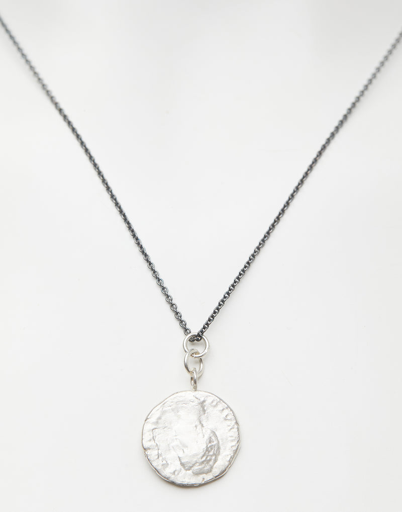 Greek Coin & Oxidised Silver Necklace