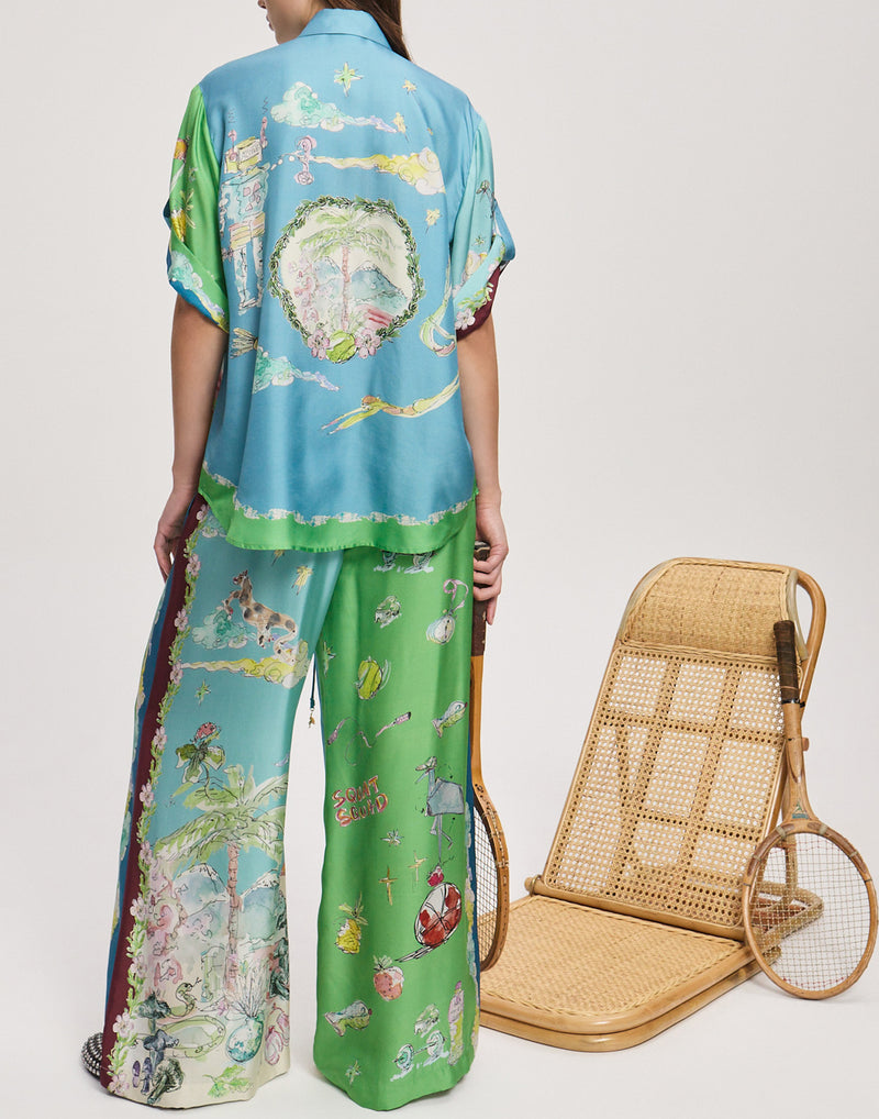 Silk Twill Daria Wide Leg Pants