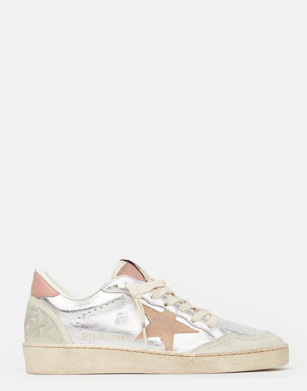 Silver & Rose Pink Ball Star Sneakers