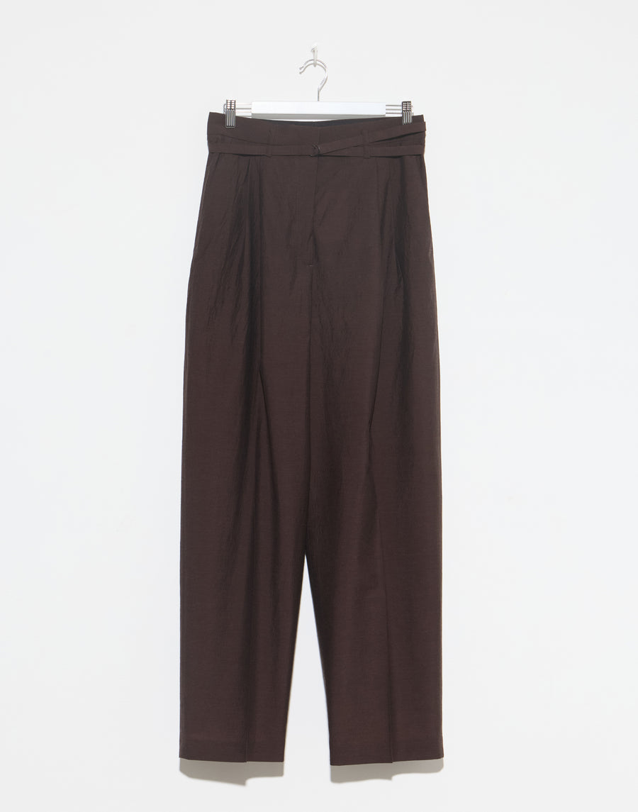 Cherry Wood Wool Blend Pina Pleated Trousers