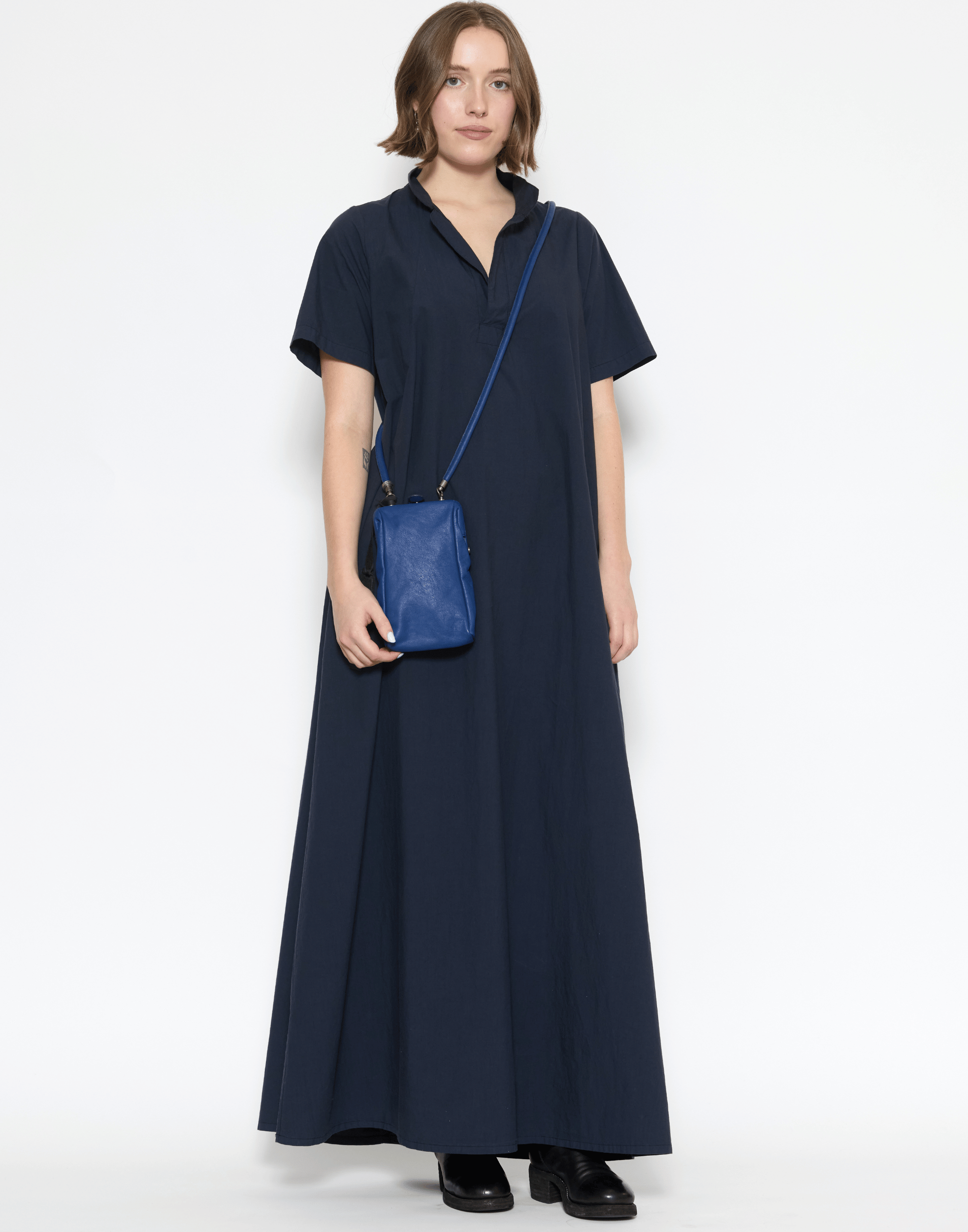 Navy Leather Small Cross Body Bag