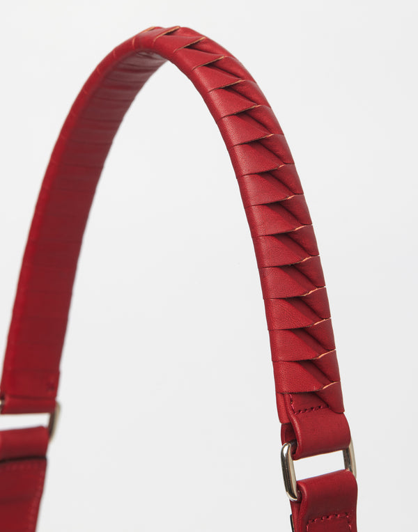 Small Red Leather Parallel Bag