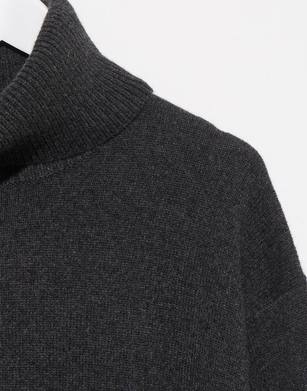 Charcoal Oversized Rollneck Cashmere Pullover