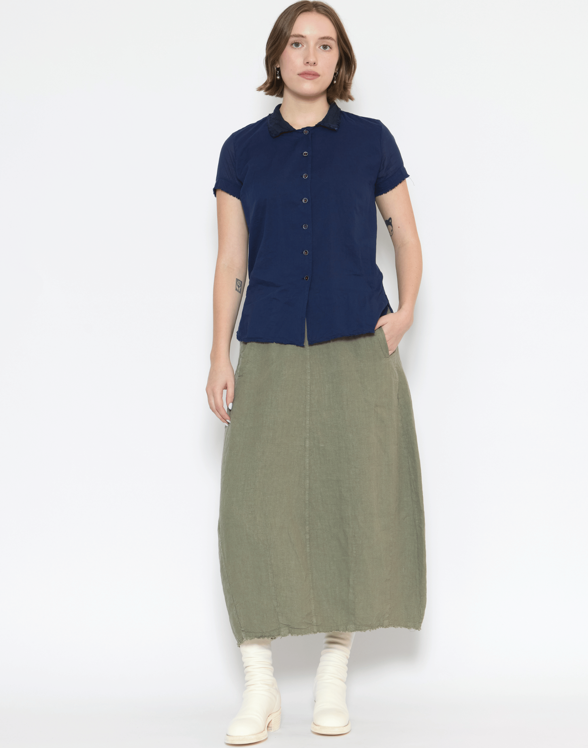 Khaki Linen Jade Skirt