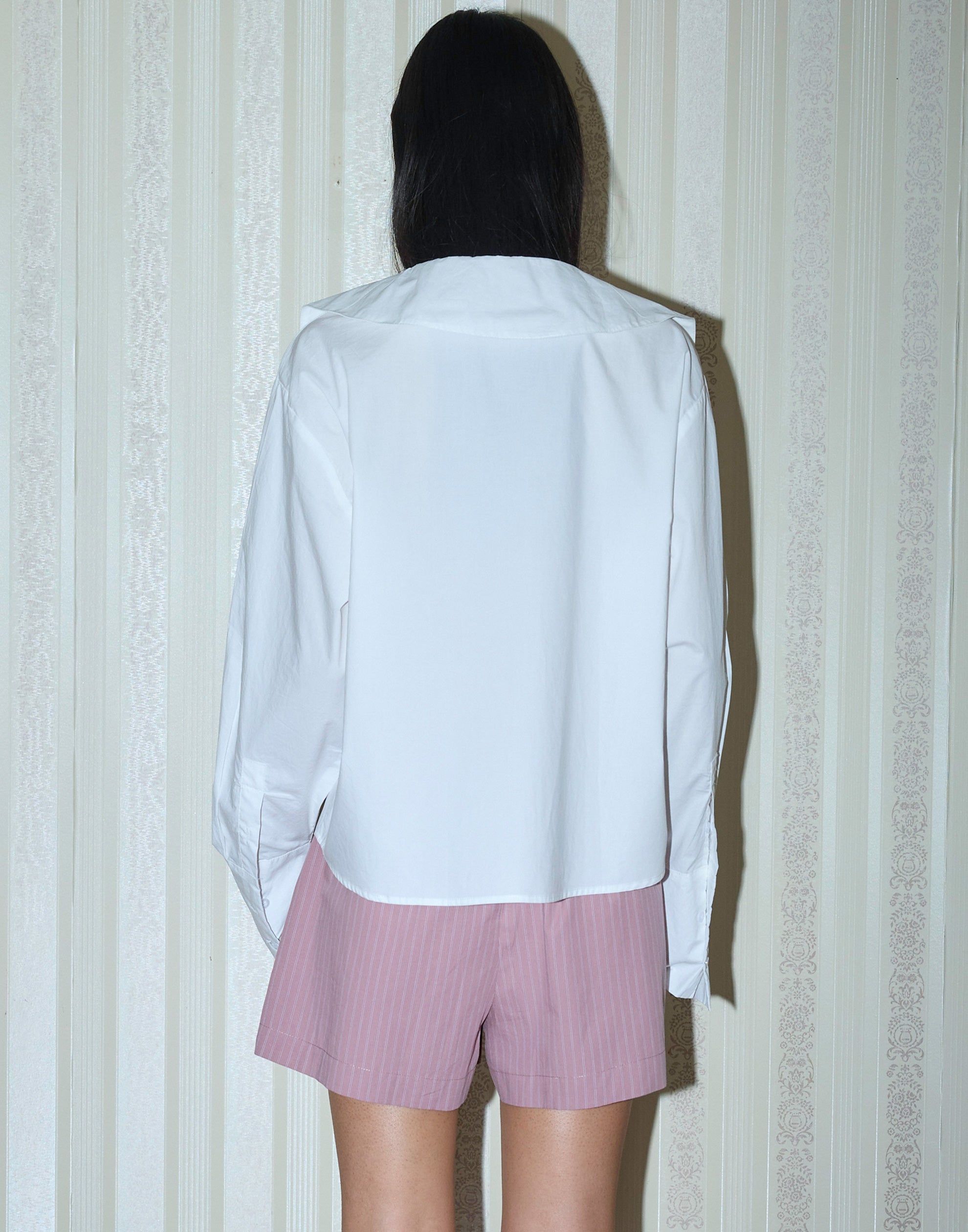 White Cotton Collared Tie Shirt