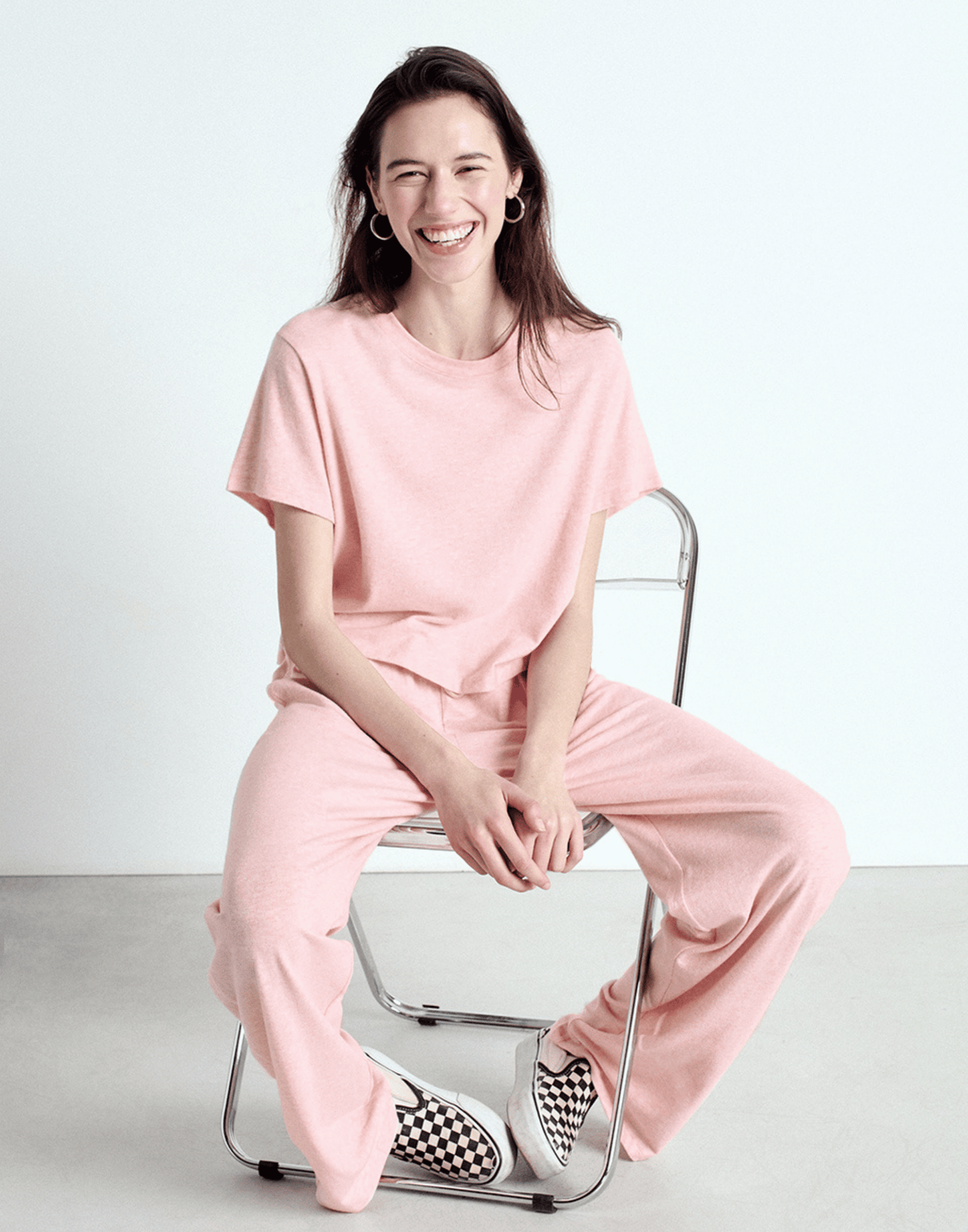 Pink Melange Cotton Blend Ypawood T-Shirt