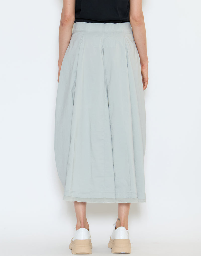 Grey Cotton Blend Stretch Midi Skirt