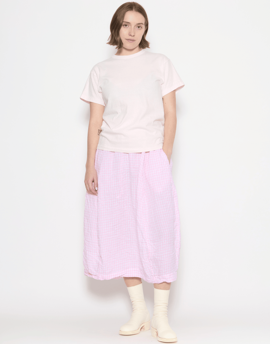 Pink Check Linen Carla Skirt