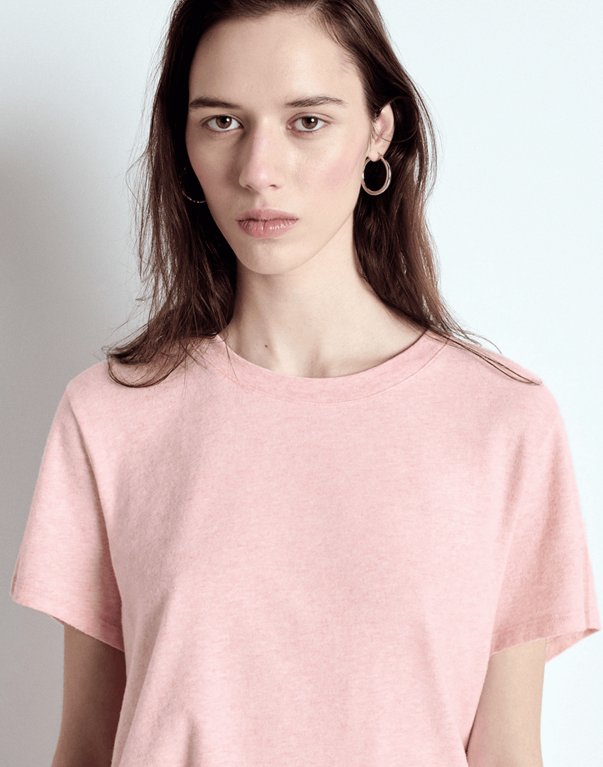 Pink Melange Cotton Blend Ypawood T-Shirt