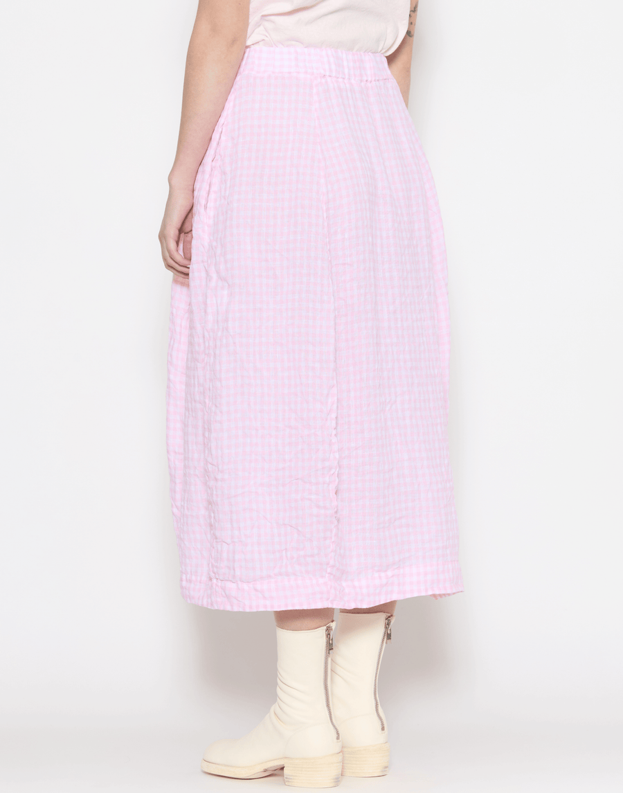 Pink Check Linen Carla Skirt