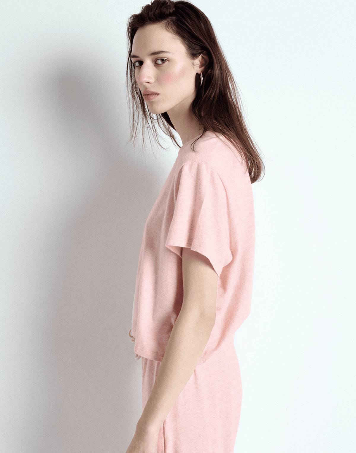 Pink Melange Cotton Blend Ypawood T-Shirt