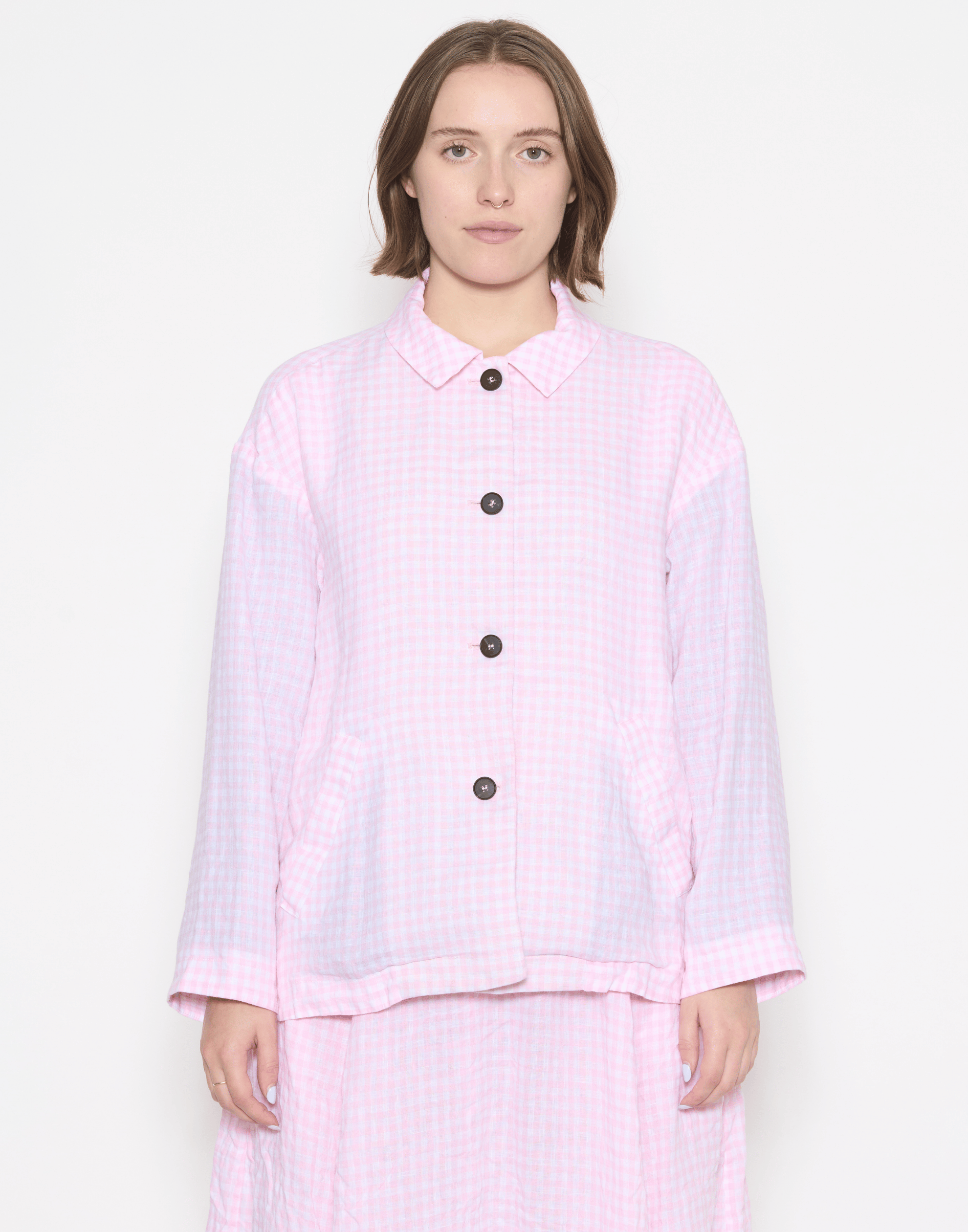 Pink Check Linen Uli Jacket