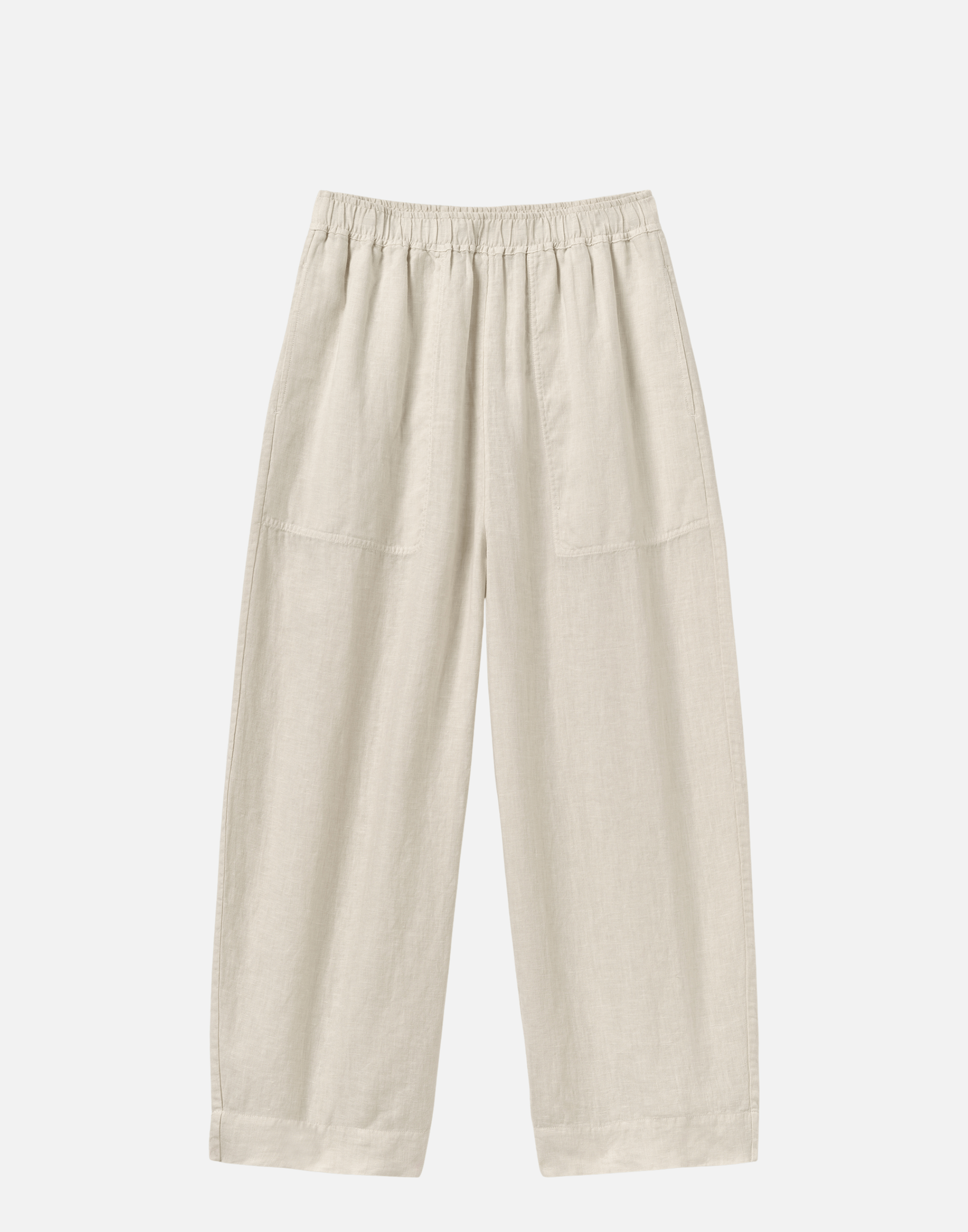 Oat Linen Garment Dyed Barrel Leg Trousers