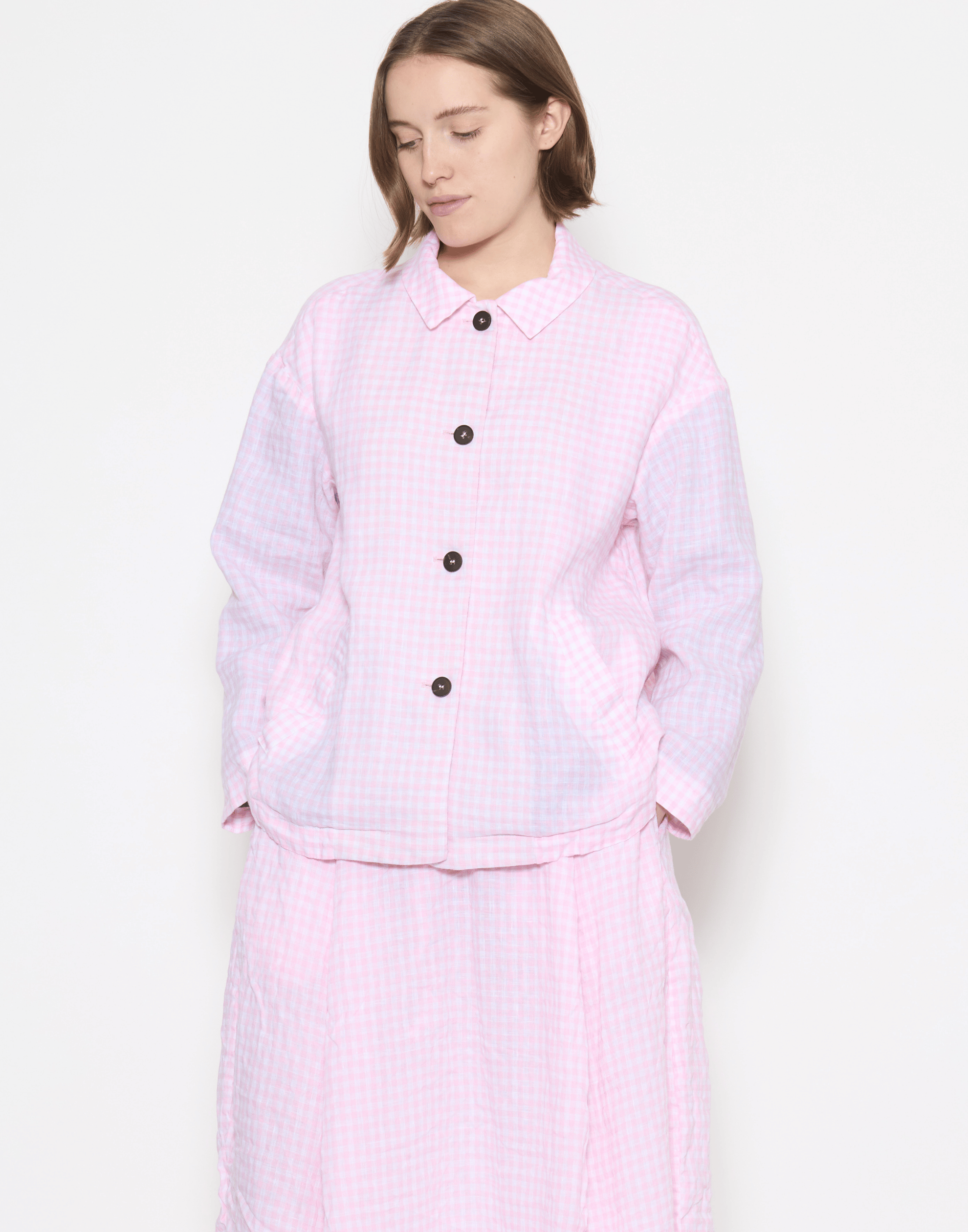 Pink Check Linen Uli Jacket