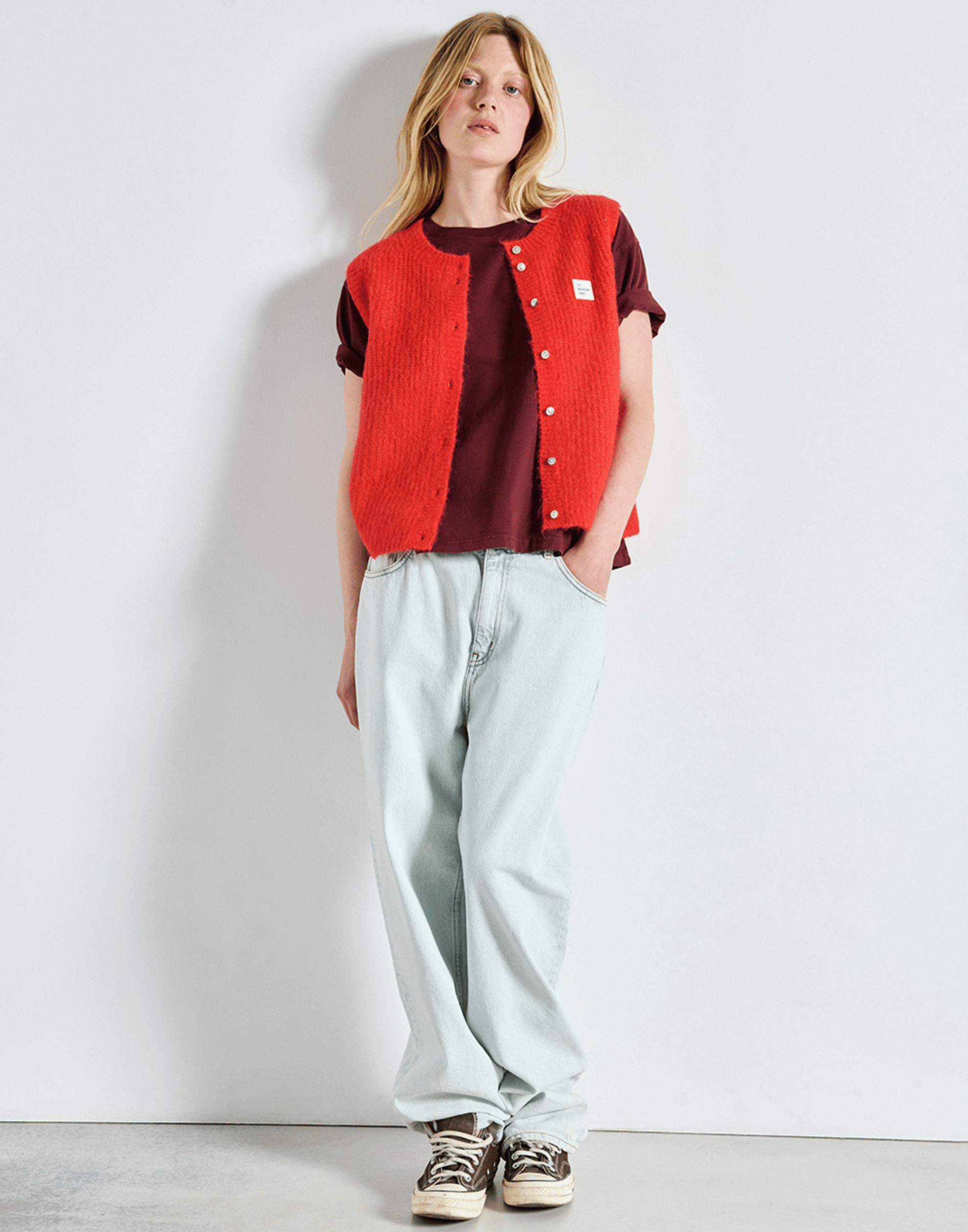 Pepper Melange Wool Blend East Vest