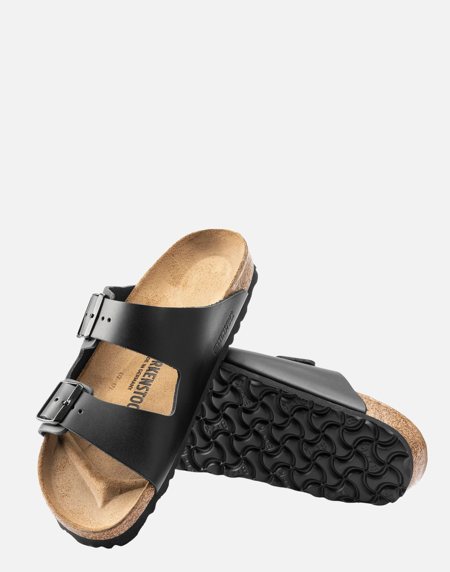 Regular Black Smooth Leather Arizona Sandals