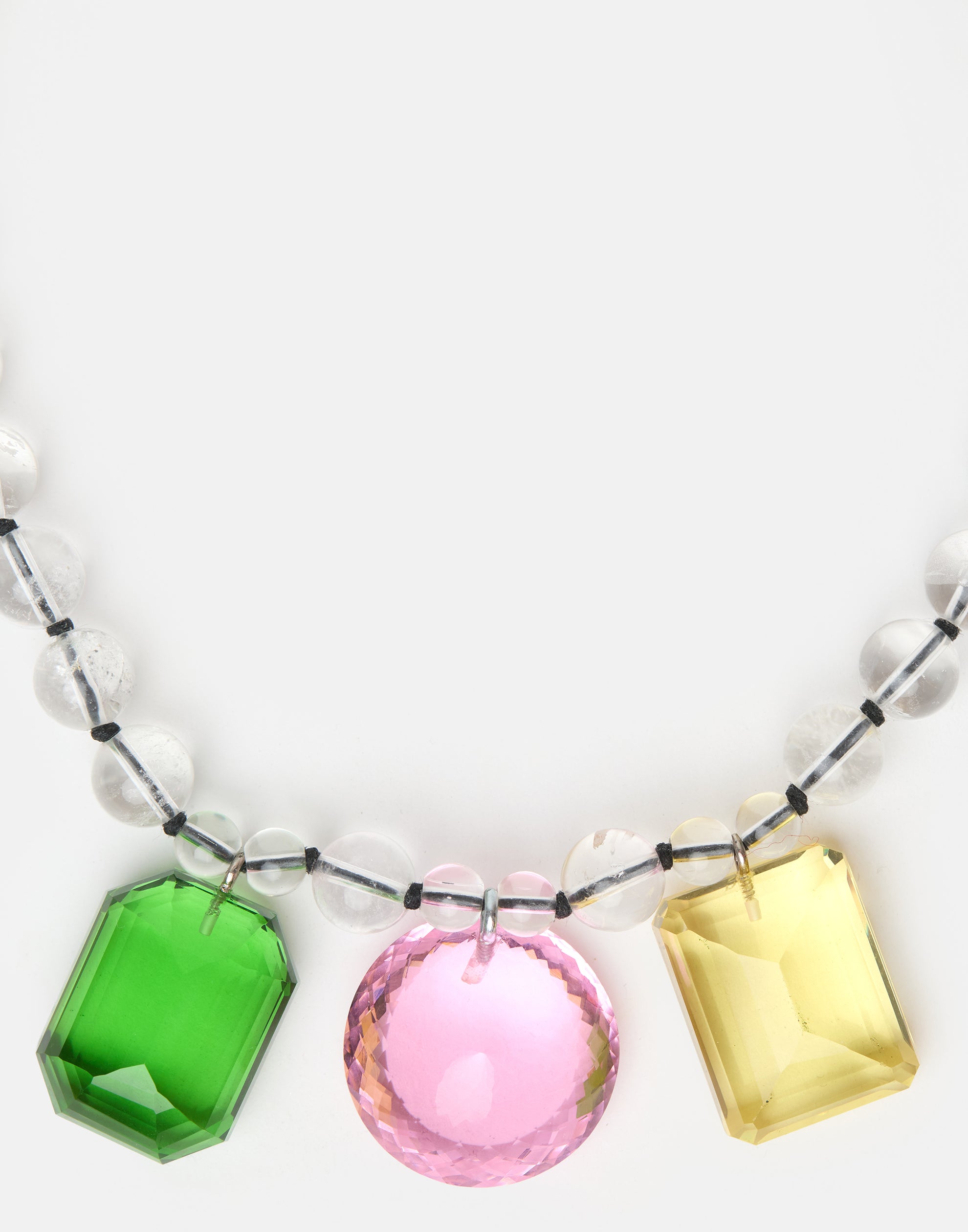 Three Glass Gem Drop Necklace