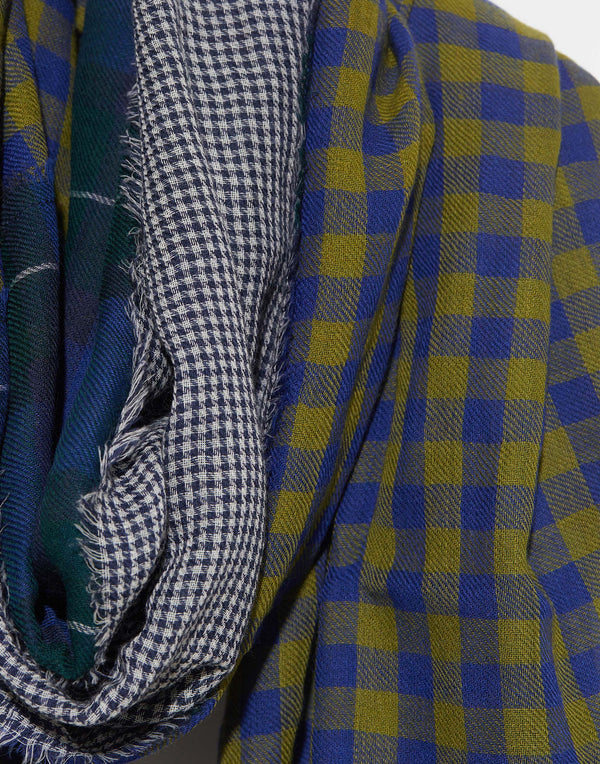 Moss Green Wool Patch Scarf
