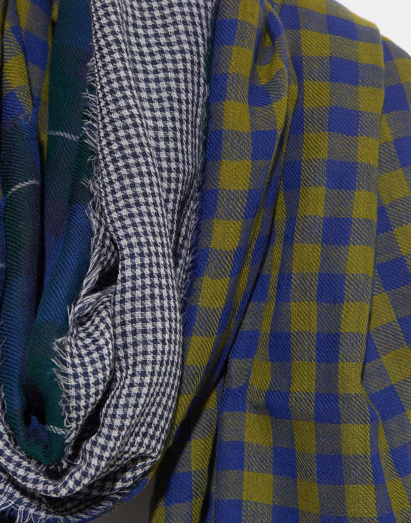 Moss Green Wool Patch Scarf