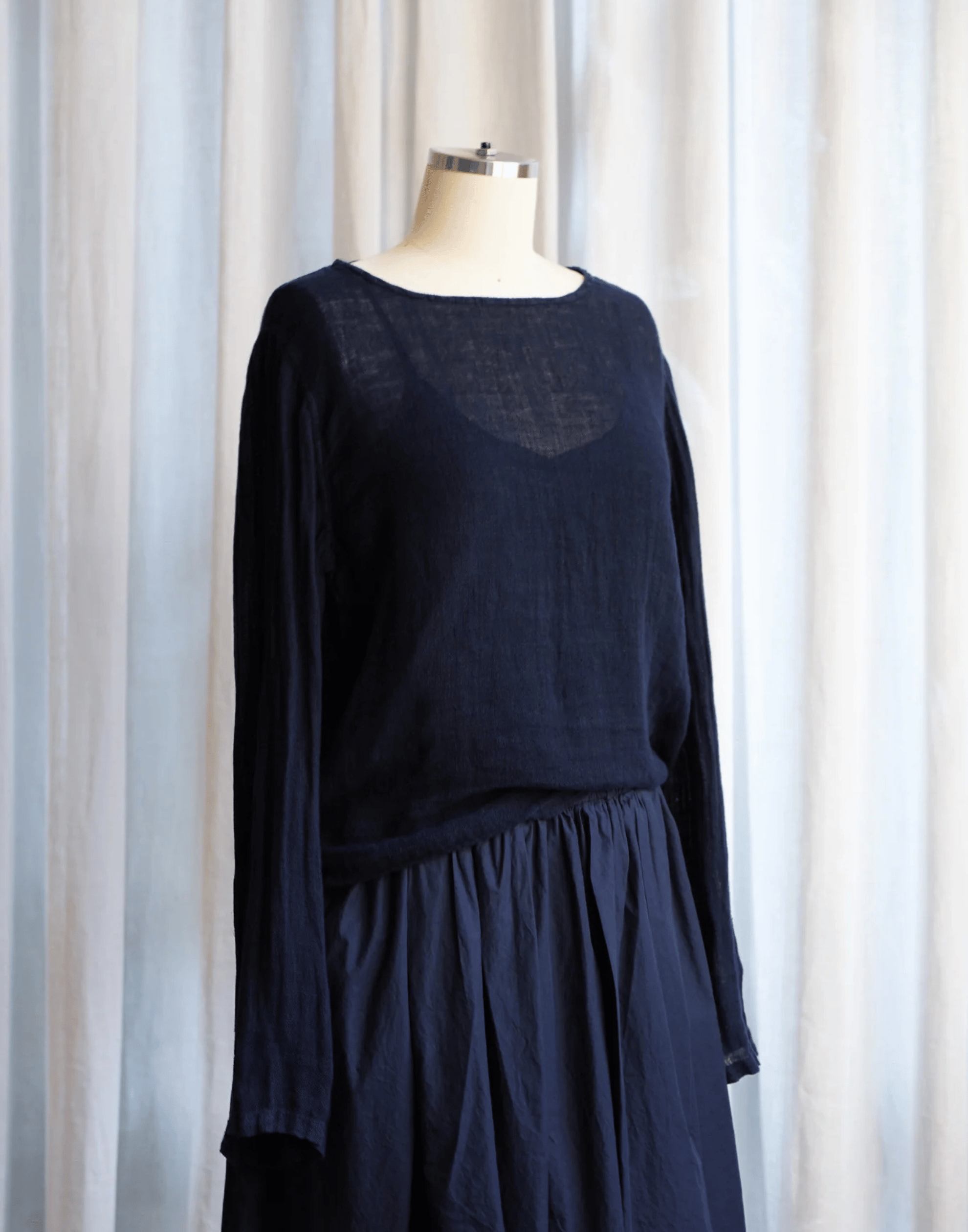Dark Navy Linen Gauze Lilly Top