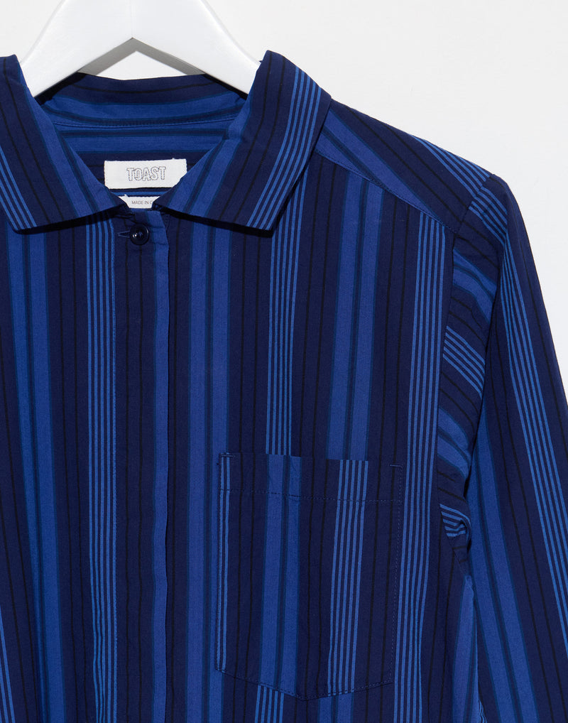 Royal Blue Stripe Poplin Shirt Dress