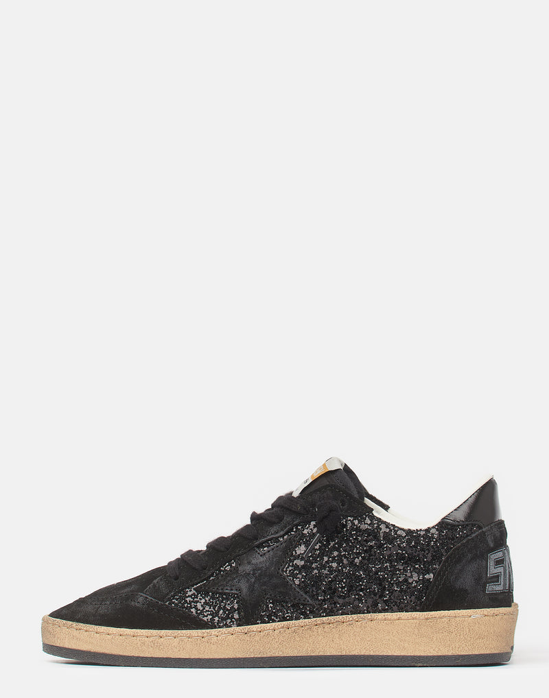 Black Glitter & Suede Ball Star Sneakers