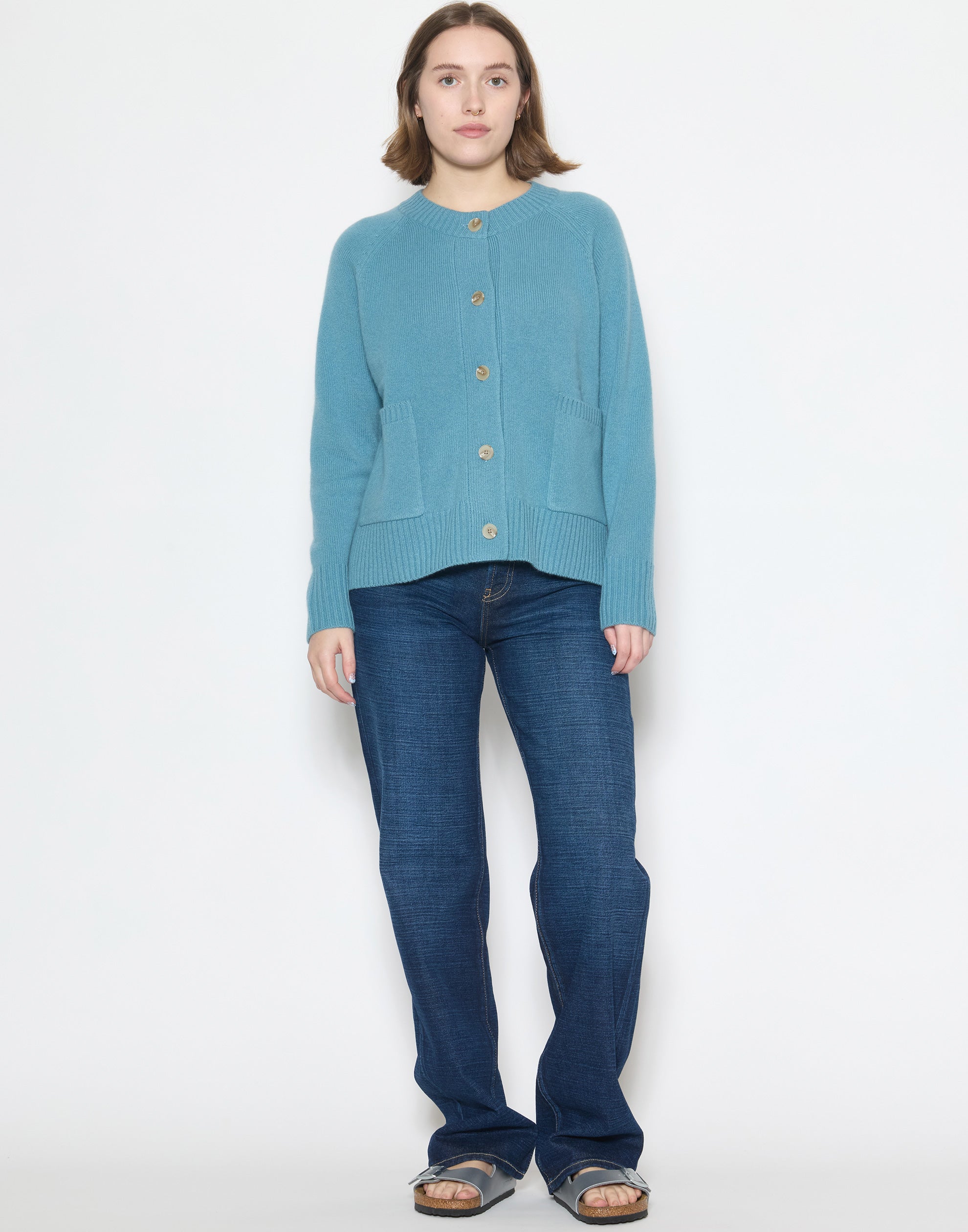 Lake Blue Cashmere Chunky Cardigan