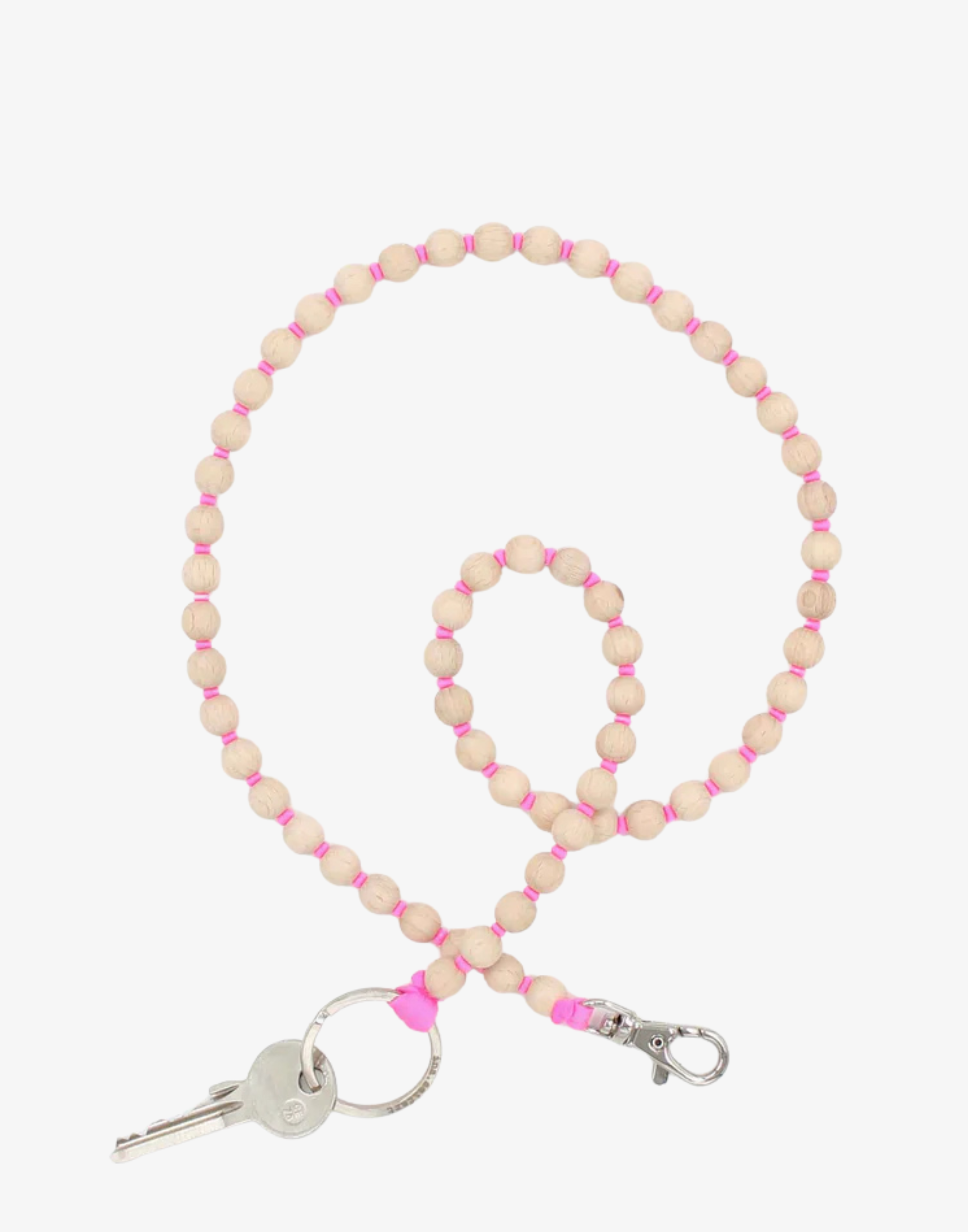 Natural & Pink Perlen Long Key Chain